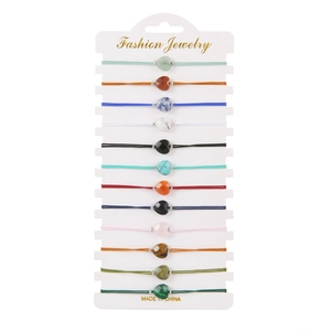 Handwoven Heart Natural Stone Turquoise Adjustable Bracelet Multi Colors Bohemian Braided Jewelry Women Fashion Wristband