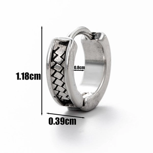 Macro shot of steel dragon hoop earring with 1.18cm height and 0.8cm inner diameter