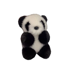 Cute panda plush keychain made of high-quality mink fur, luxury realistic stuffed animal charm