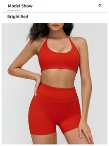 Gros plan du tissu en nylon de sport rouge hautement élastique pour ensemble de yoga