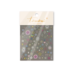 Relief nail stickers featuring metallic stars and hearts for DIY manicure art designs