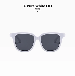 Front view of solid white oversized sunglasses with dark gray lenses and wide frame