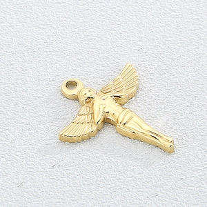 Pendentif ange doré style hip-hop avec ailes sur fond blanc pour colliers de mode