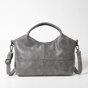 Women Soft PU Leather Handbag Large Capacity Shoulder Crossbody Bag Splicing Stitching Vintage Commuter Bag