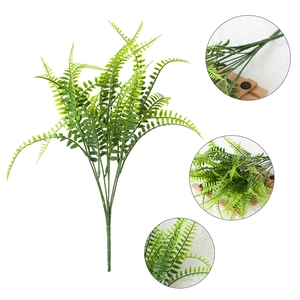 Artificial Boston fern plant with seven branches and detailed green serrated leaves