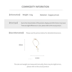 Detail specifications showing 9.5g weight and 60cm length of the zircon circle necklace