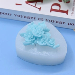3D flower silicone mold for DIY baking, cakes, and fondant, shown on a blue background