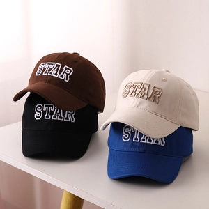 Kids baseball cap with STAR embroidery in brown black beige and blue cotton colors