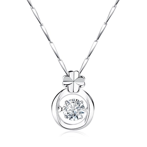 Collier trèfle en argent sterling S999 avec pendentif en zircon scintillant pour femme