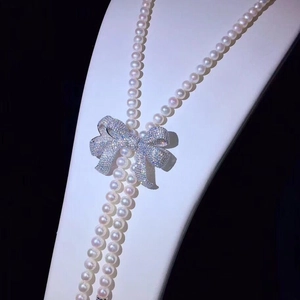Bowknot Necklace Clasp Connector Copper Inlaid Zircon Sparkly Bow Jewelry Making Accessory For Artificial Pearl Sweater Chain