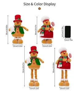 Detailed size chart showing height and width for gingerbread man plush doll ornaments