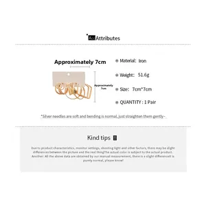 Detailed size parameters for large geometric gold hoop earrings with silver needles