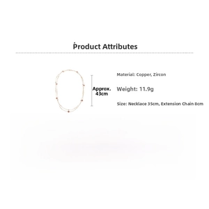 Detail specifications of copper and zircon multi-layer necklace with 35+8cm chain length