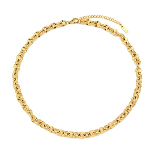 18K gold plated stainless steel chunky chain necklace with OT clasp and adjustable link
