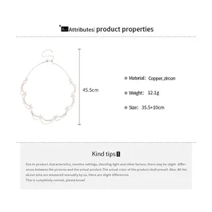 Detailed sizing chart for butterfly zircon necklace showing length of 35.5cm and 10cm extender