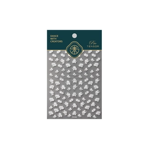 3D white floral nail art stickers TK-006 with elegant embossed cherry blossom patterns