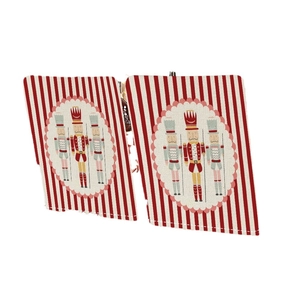Christmas dining chair covers featuring nutcracker soldier patterns on red white stripes