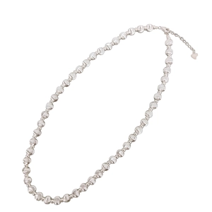 Minimalist S925 sterling silver beaded necklace with heart charm and lobster clasp