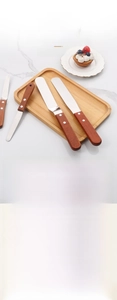 Three-piece stainless steel cake spatulas with rosewood handles for DIY baking