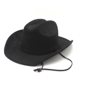 Western Cowboy Hut Wildleder Breite Krempe Verstellbares Winddichtes Seil Sonnenschutz Outdoor Retro Ethnisch Unisex Jazzhut