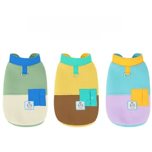 Fleece dog vests with D-ring leash attachment and contrast pockets in three colors