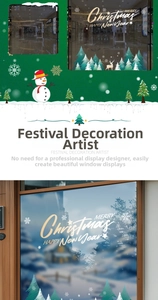 Détail des stickers de Noël avec flocons pour vitrines et décoration festive