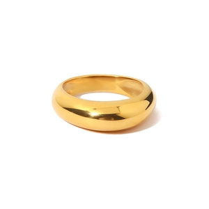 Polished 18K gold plated thick dome ring minimalist stainless steel jewelry for women