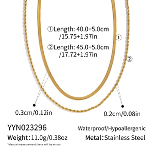 Specifiche tecniche della collana a doppio strato in acciaio dorato con maglia a serpente