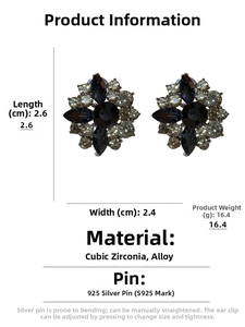 Detailed size chart for vintage floral earrings with dimensions 2.6cm by 2.4cm
