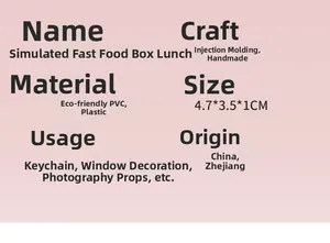 Detailed specifications chart for realistic miniature lunch box model keychain accessory