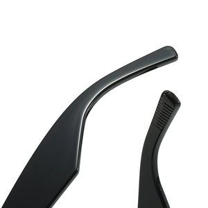 Side view of square sunglasses with black non-slip ear tips and glossy finish detail