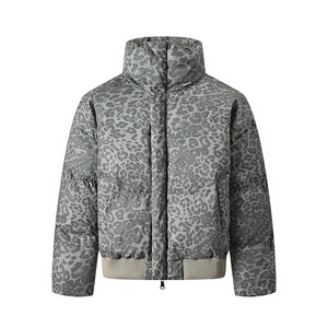 Veste Rembourrée Imprimé Léopard Vintage Américain Femmes Hommes Hiver Col Montant Court Streetwear Chaud Polyester Manteau Top