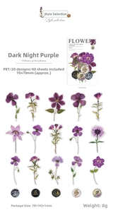 Detail of 40-pack dark purple PET floral stickers and wax seal decals for scrapbooking