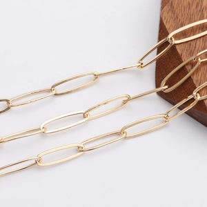 Minimalist 18K gold plated copper paperclip chain necklace for DIY jewelry making