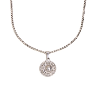Silver stainless steel sun and moon pendant on a durable box chain necklace