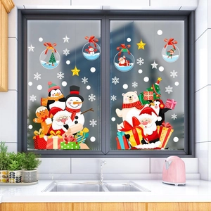 Stickers de fenêtre de Noël avec Père Noël et bonhomme de neige pour décoration vitrée