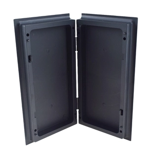 Internal view of a magnetic ludo board showing foldable matte black plastic frame hinges