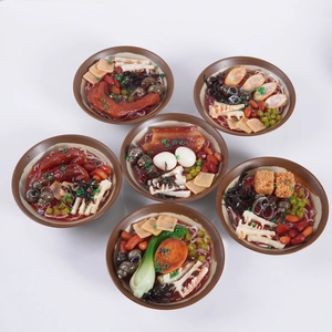 Realistic 6-piece bowl of Luosifen rice noodle models for food shop window display