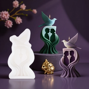 Peace Dove Silicone Candle Mold 3D Bird Heart Shape DIY Aromatherapy Plaster Craft Tool Valentine Home Decoration