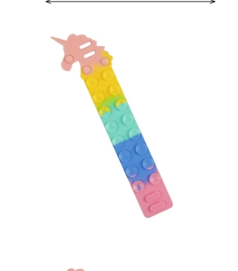 Rainbow unicorn silicone sensory bracelet with suction pop bubbles and adjustable strap