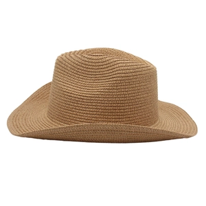 Panama straw cowboy sun hat with rolled brim and woven texture for beach wear