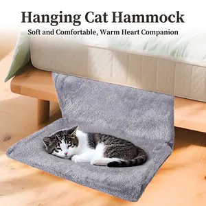 Hanging Cat Hammock Pet Bed Foldable Washable Stable Warm Plush Fleece Mesh For Window Bedside Radiator Indoor Cozy Sleep