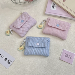 Quilted fabric card holders in pastel colors with cute bear charms and snap closure