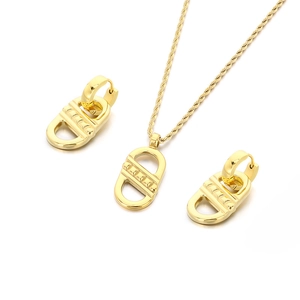 Elegant gold hollow teardrop pendant necklace and stud earrings jewelry set in titanium steel