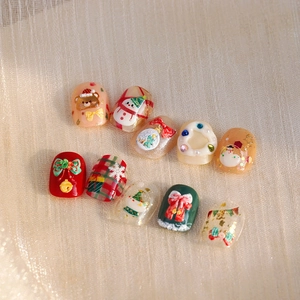 3D embossed Christmas nail art stickers with bears, trees and snowflakes motifs