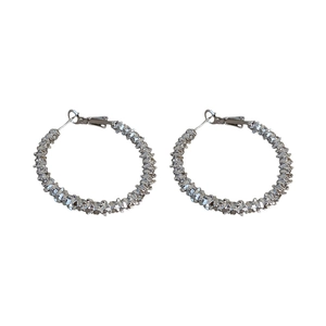 Elegant silver large hoop earrings with textured diamond-like finish on white background