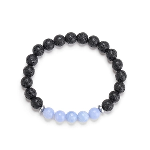 Bracciale da uomo con perline in occhio di tigre e pietra lavica e cordino regolabile