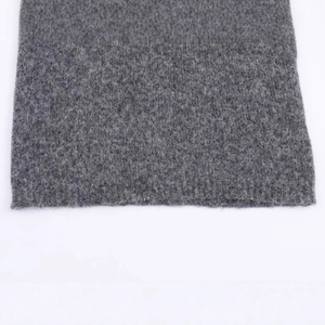 Women's gray wool blend knit top with luxury beaded details and soft brushed texture