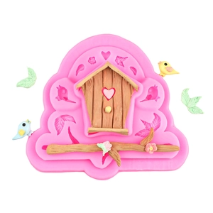 Moule en silicone cabane d'oiseaux et branches pour décoration de gâteaux et argile