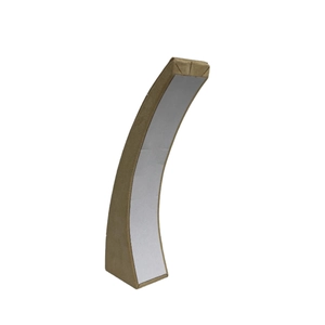 Macro view of velvet jewelry display stand for necklaces and bracelets in sand color